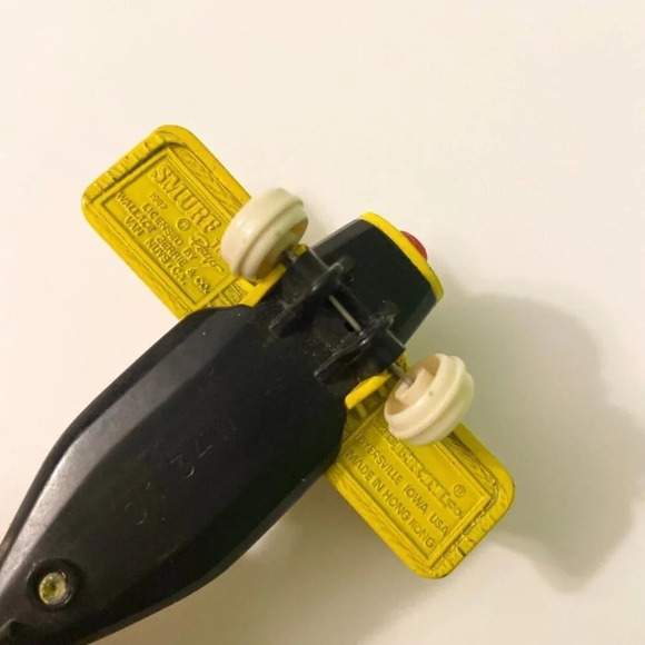 Vintage 1982 ERTL Smurfs Diecast Aero Smurf Yellow Plane Toy Hong Kong - Picture 9 of 12